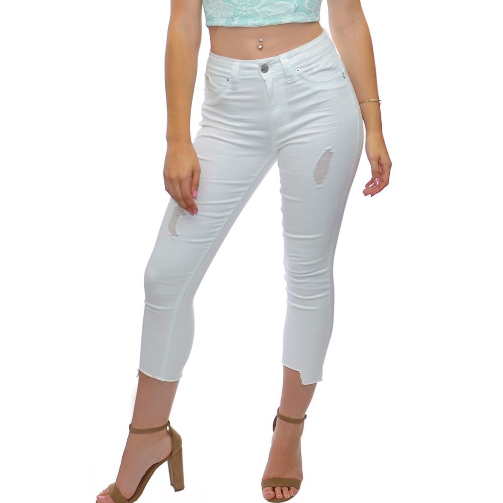 JUNIOR HIGH-RISE DENIM FLOOD WITH UNEVEN HEM